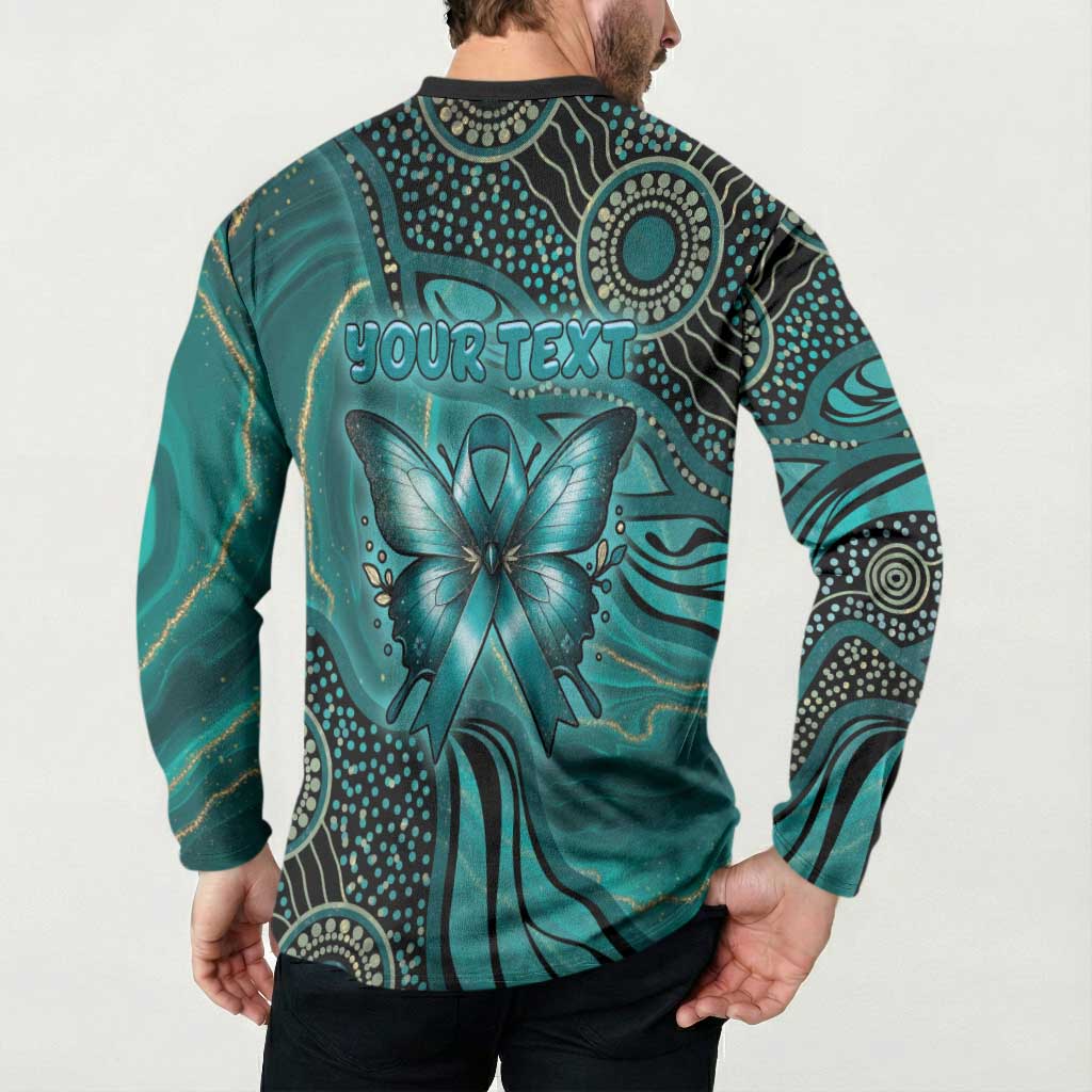 Personalised Ovarian Cancer Awareness Button Sweatshirt This Is What A Fighter Looks Like