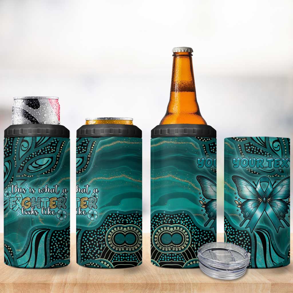 Personalised Ovarian Cancer Awareness 4 in 1 Can Cooler Tumbler This Is What A Fighter Looks Like