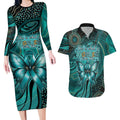 Personalised Ovarian Cancer Awareness Couples Matching Long Sleeve Bodycon Dress and Hawaiian Shirt This Is What A Fighter Looks Like