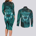Personalised Ovarian Cancer Awareness Couples Matching Long Sleeve Bodycon Dress and Long Sleeve Button Shirt This Is What A Fighter Looks Like