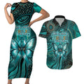 Personalised Ovarian Cancer Awareness Couples Matching Short Sleeve Bodycon Dress and Hawaiian Shirt This Is What A Fighter Looks Like