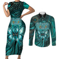 Personalised Ovarian Cancer Awareness Couples Matching Short Sleeve Bodycon Dress and Long Sleeve Button Shirt This Is What A Fighter Looks Like