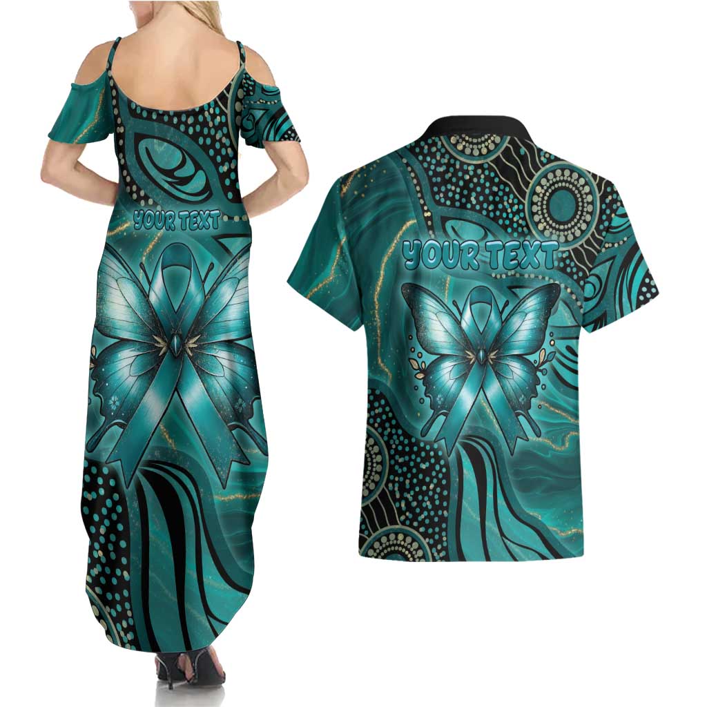 Personalised Ovarian Cancer Awareness Couples Matching Summer Maxi Dress and Hawaiian Shirt This Is What A Fighter Looks Like