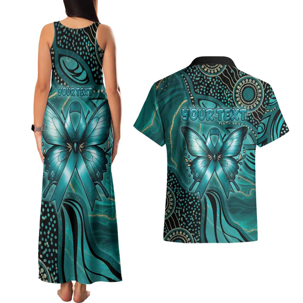 Personalised Ovarian Cancer Awareness Couples Matching Tank Maxi Dress and Hawaiian Shirt This Is What A Fighter Looks Like