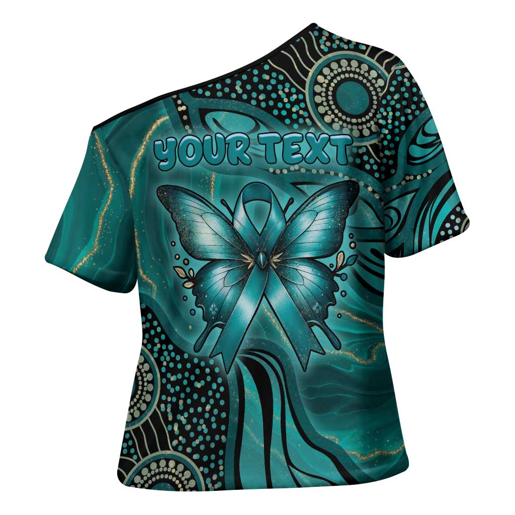 Personalised Ovarian Cancer Awareness Cross Shoulder Shirt This Is What A Fighter Looks Like