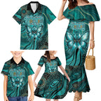 Personalised Ovarian Cancer Awareness Family Matching Mermaid Dress and Hawaiian Shirt This Is What A Fighter Looks Like