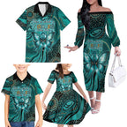 Personalised Ovarian Cancer Awareness Family Matching Off The Shoulder Long Sleeve Dress and Hawaiian Shirt This Is What A Fighter Looks Like