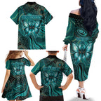 Personalised Ovarian Cancer Awareness Family Matching Off The Shoulder Long Sleeve Dress and Hawaiian Shirt This Is What A Fighter Looks Like
