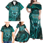 Personalised Ovarian Cancer Awareness Family Matching Off Shoulder Maxi Dress and Hawaiian Shirt This Is What A Fighter Looks Like