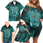 Personalised Ovarian Cancer Awareness Family Matching Off Shoulder Short Dress and Hawaiian Shirt This Is What A Fighter Looks Like