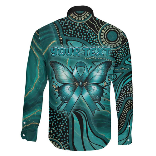 Personalised Ovarian Cancer Awareness Family Matching Off Shoulder Short Dress and Hawaiian Shirt This Is What A Fighter Looks Like