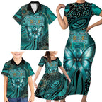 Personalised Ovarian Cancer Awareness Family Matching Short Sleeve Bodycon Dress and Hawaiian Shirt This Is What A Fighter Looks Like
