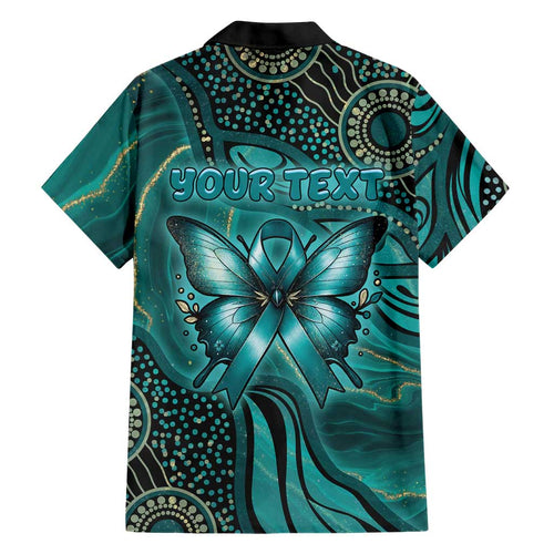 Personalised Ovarian Cancer Awareness Family Matching Short Sleeve Bodycon Dress and Hawaiian Shirt This Is What A Fighter Looks Like