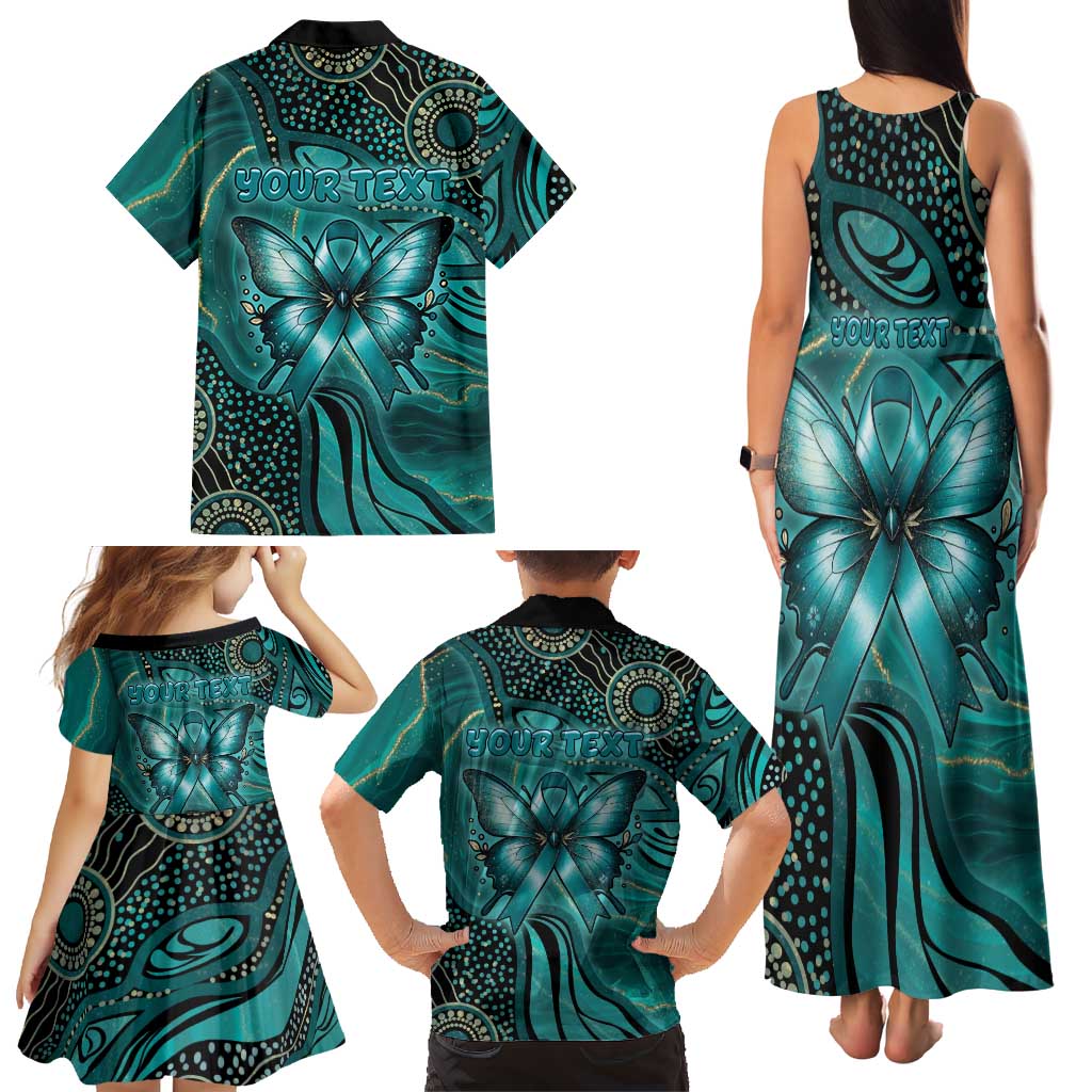 Personalised Ovarian Cancer Awareness Family Matching Tank Maxi Dress and Hawaiian Shirt This Is What A Fighter Looks Like