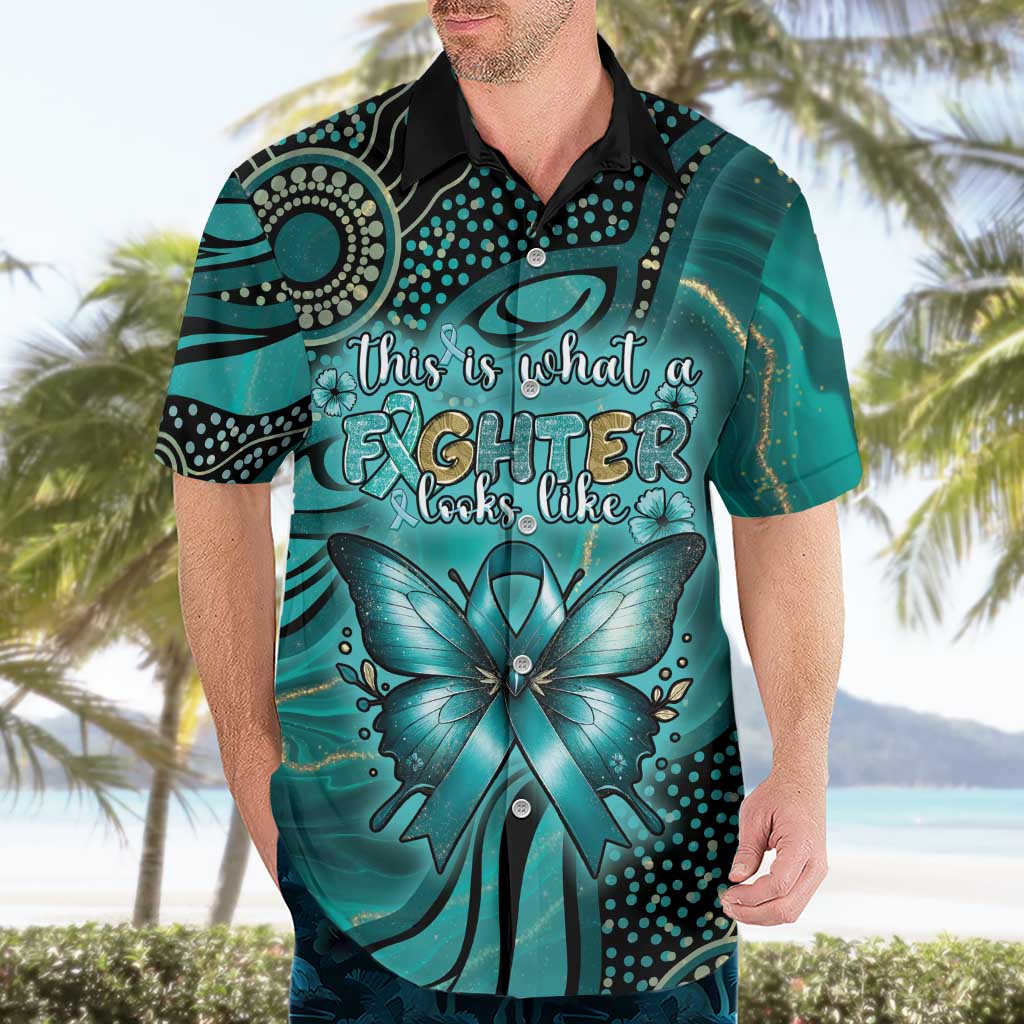 Personalised Ovarian Cancer Awareness Hawaiian Shirt This Is What A Fighter Looks Like