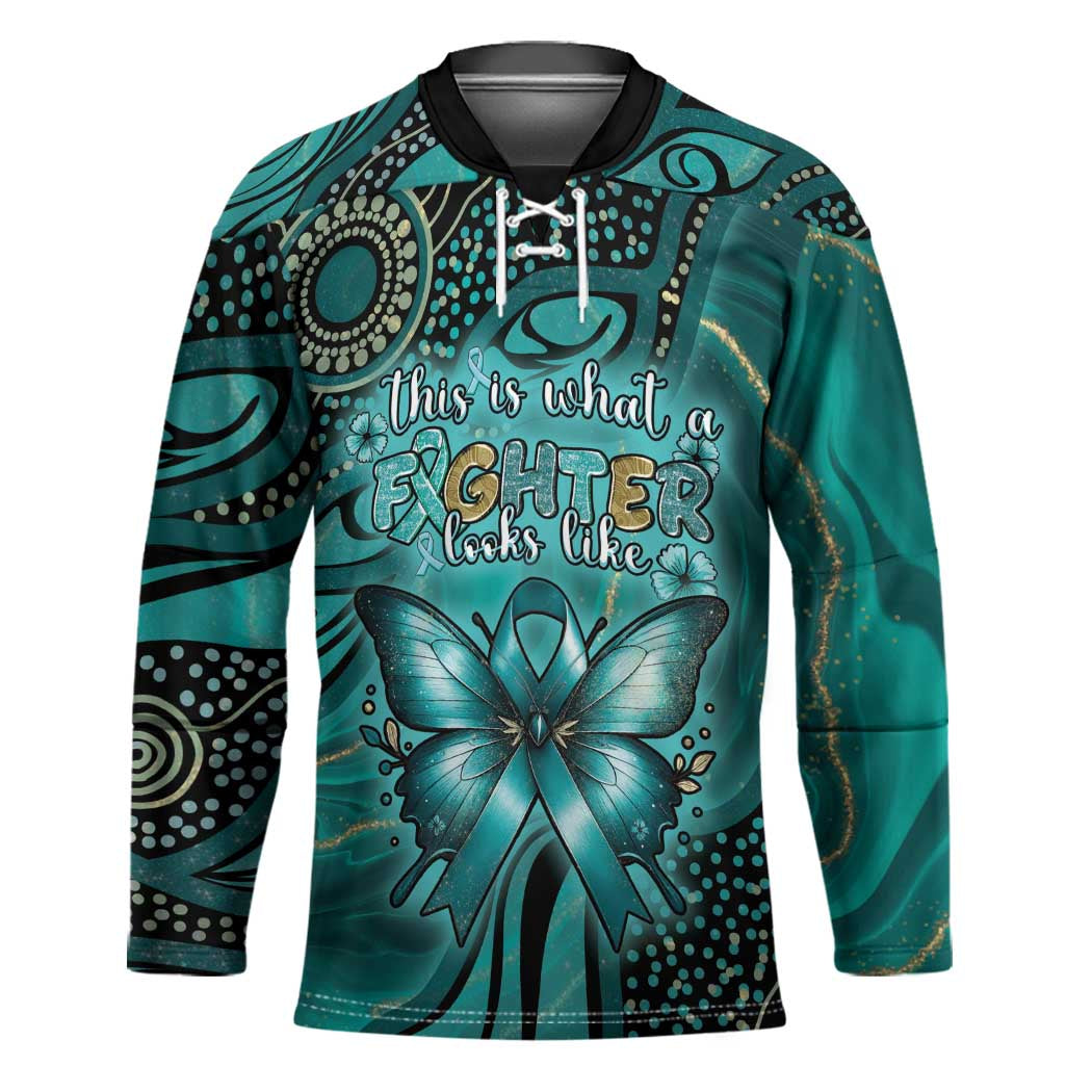 Personalised Ovarian Cancer Awareness Hockey Jersey This Is What A Fighter Looks Like