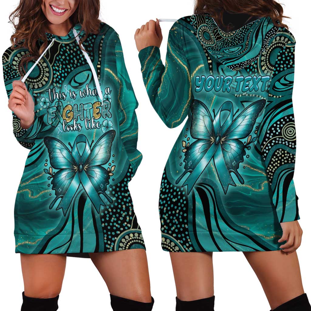 Personalised Ovarian Cancer Awareness Hoodie Dress This Is What A Fighter Looks Like