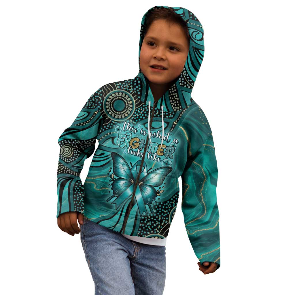 Personalised Ovarian Cancer Awareness Kid Hoodie This Is What A Fighter Looks Like