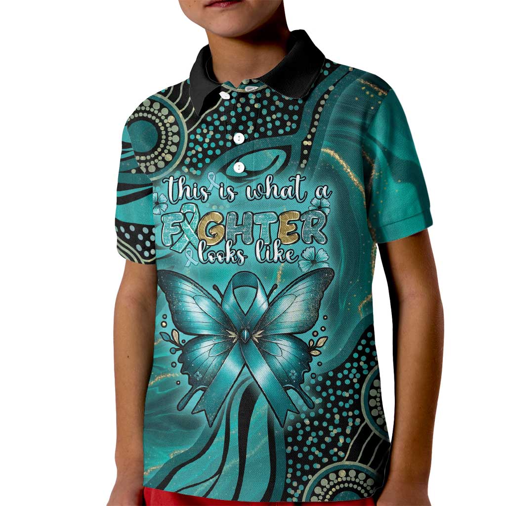 Personalised Ovarian Cancer Awareness Kid Polo Shirt This Is What A Fighter Looks Like