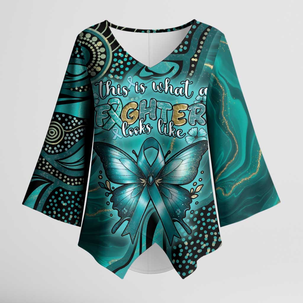 Personalised Ovarian Cancer Awareness Kimono Sleeve Blouse This Is What A Fighter Looks Like
