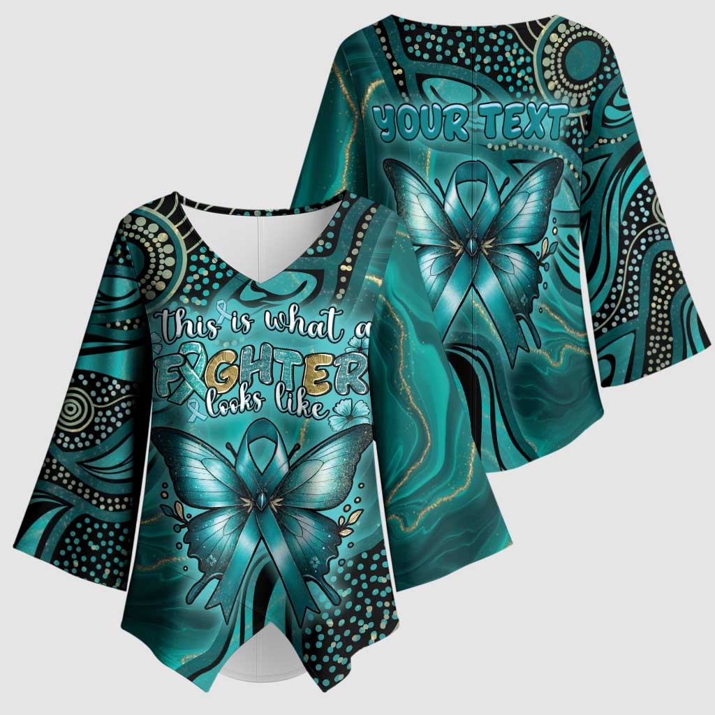 Personalised Ovarian Cancer Awareness Kimono Sleeve Blouse This Is What A Fighter Looks Like