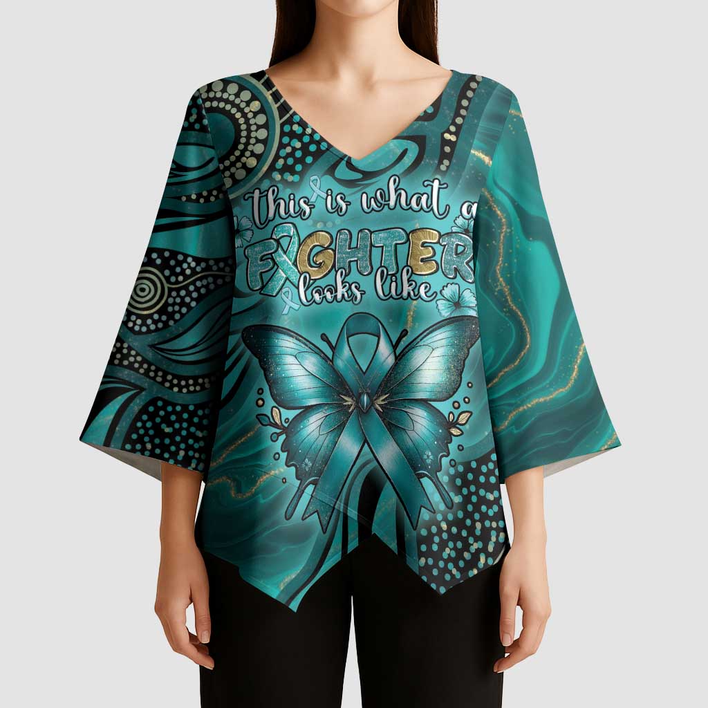 Personalised Ovarian Cancer Awareness Kimono Sleeve Blouse This Is What A Fighter Looks Like