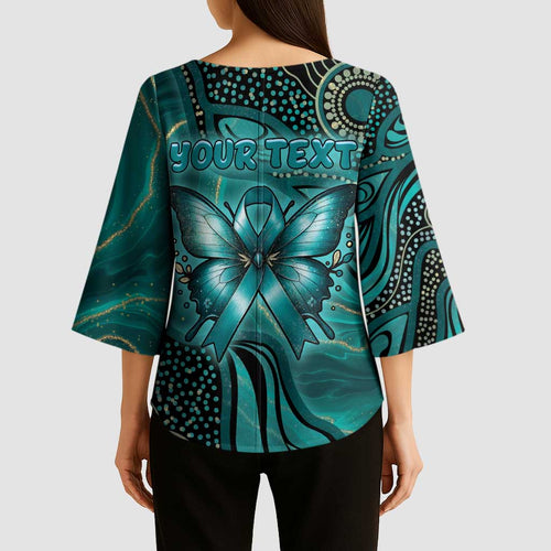 Personalised Ovarian Cancer Awareness Kimono Sleeve Blouse This Is What A Fighter Looks Like