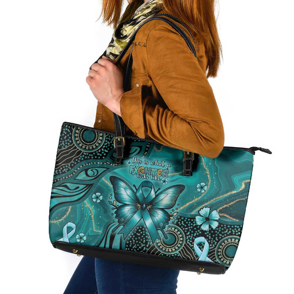 Ovarian Cancer Awareness Leather Tote Bag This Is What A Fighter Looks Like