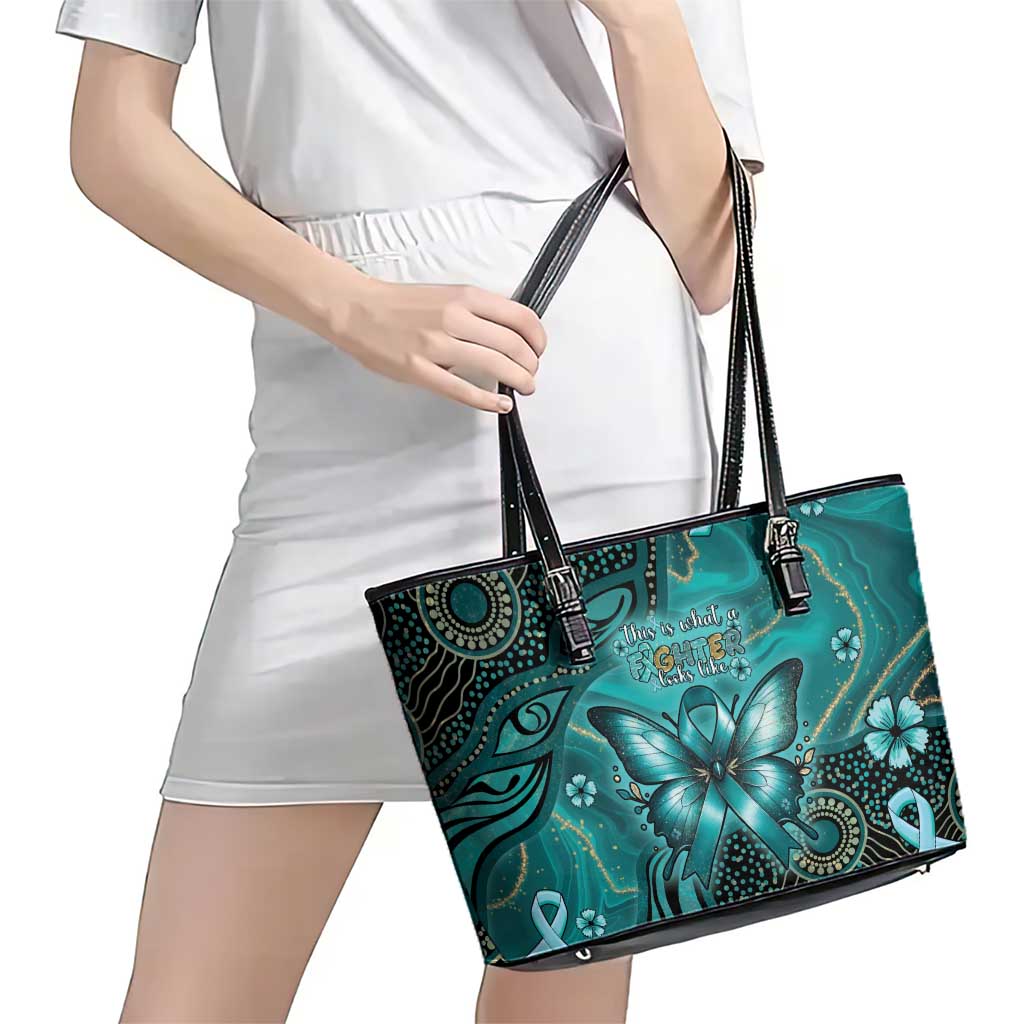 Ovarian Cancer Awareness Leather Tote Bag This Is What A Fighter Looks Like