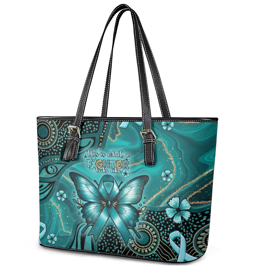 Ovarian Cancer Awareness Leather Tote Bag This Is What A Fighter Looks Like