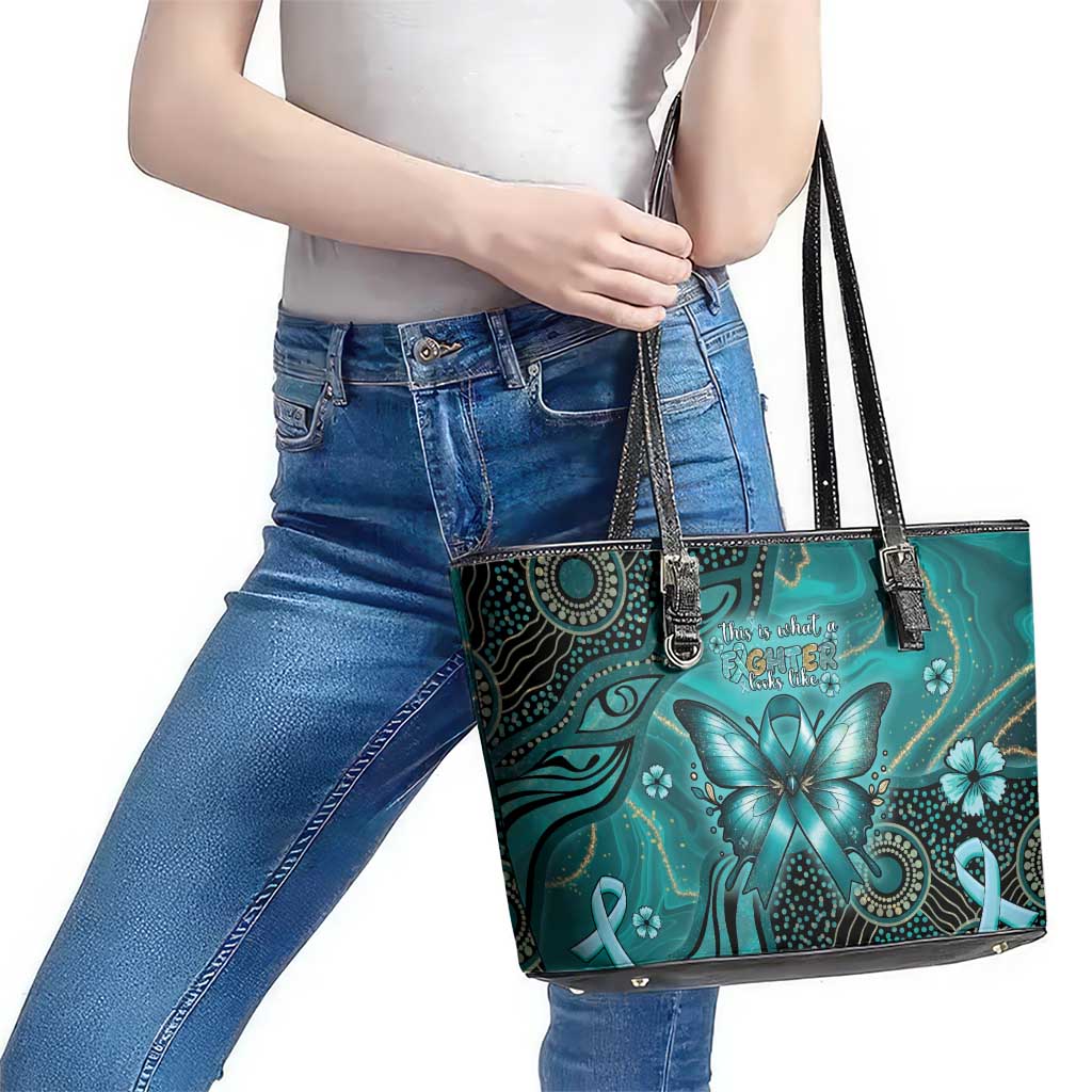 Ovarian Cancer Awareness Leather Tote Bag This Is What A Fighter Looks Like