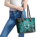 Ovarian Cancer Awareness Leather Tote Bag This Is What A Fighter Looks Like