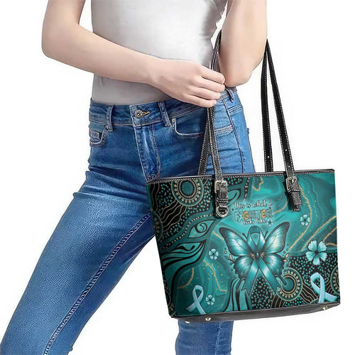 Ovarian Cancer Awareness Leather Tote Bag This Is What A Fighter Looks Like
