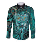 Personalised Ovarian Cancer Awareness Long Sleeve Button Shirt This Is What A Fighter Looks Like