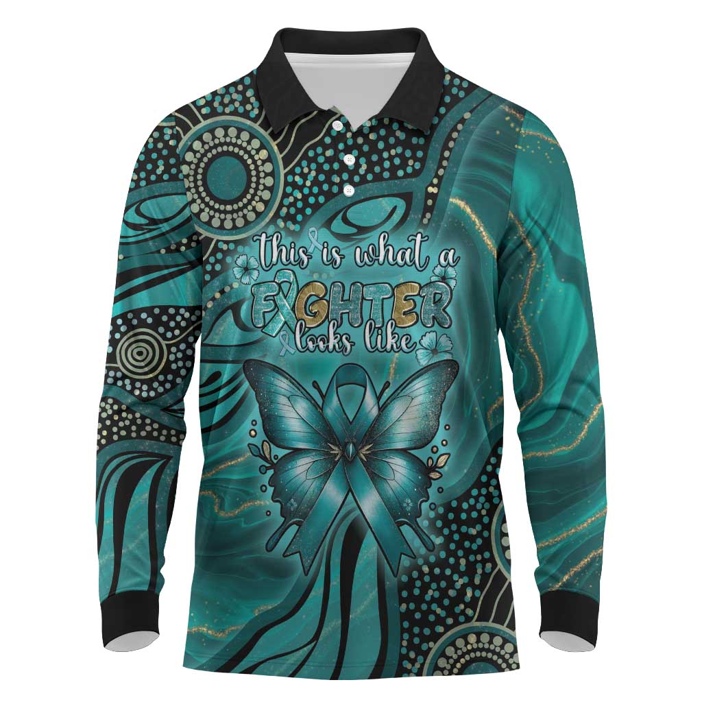Personalised Ovarian Cancer Awareness Long Sleeve Polo Shirt This Is What A Fighter Looks Like