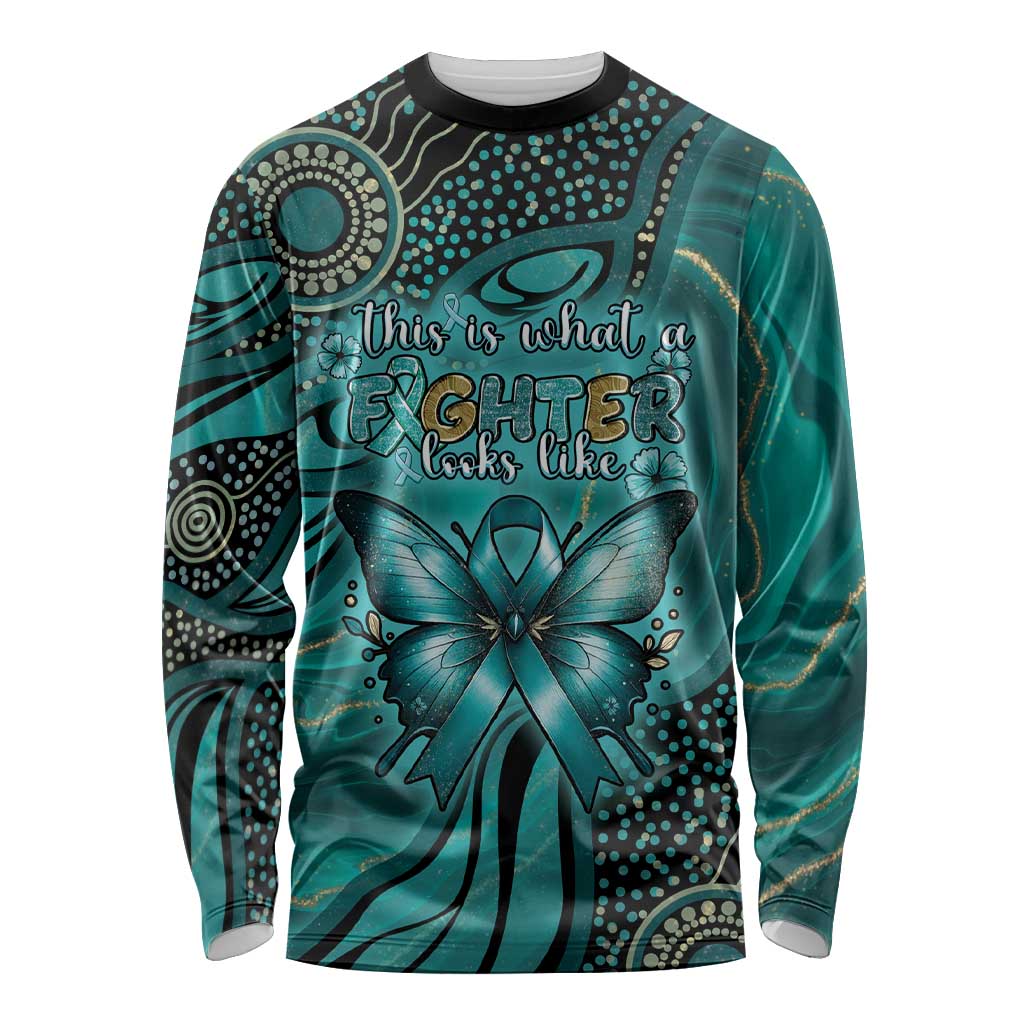 Personalised Ovarian Cancer Awareness Long Sleeve Shirt This Is What A Fighter Looks Like