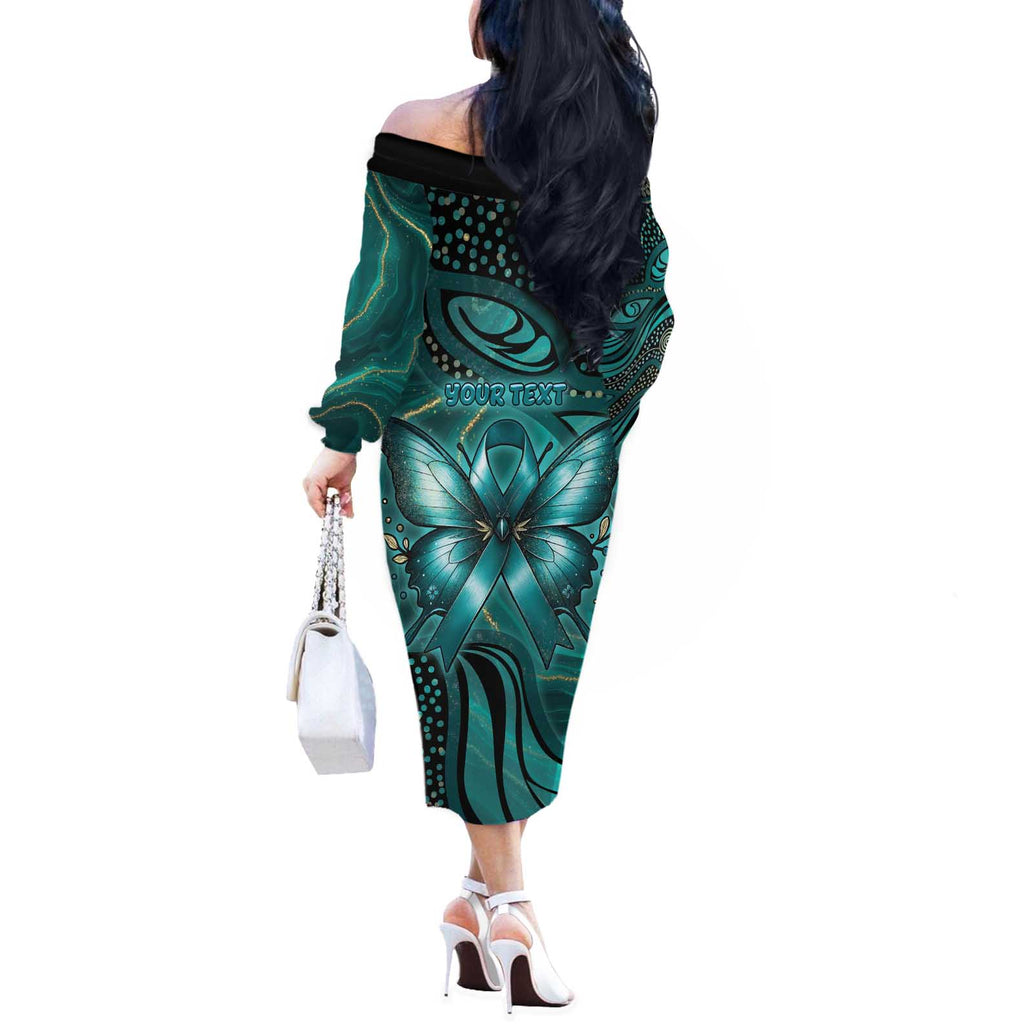 Personalised Ovarian Cancer Awareness Off The Shoulder Long Sleeve Dress This Is What A Fighter Looks Like