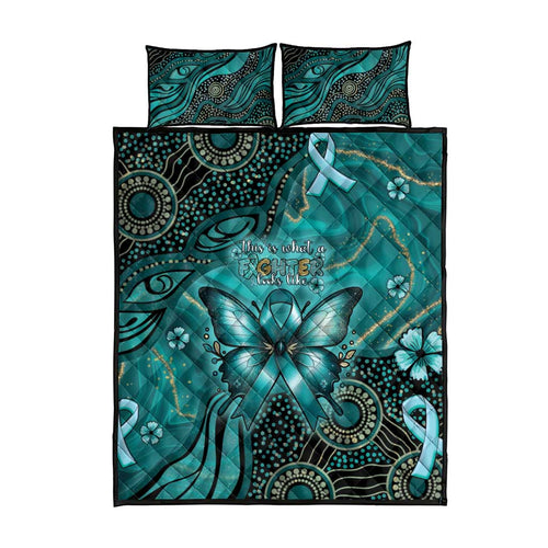 Ovarian Cancer Awareness Quilt Bed Set This Is What A Fighter Looks Like