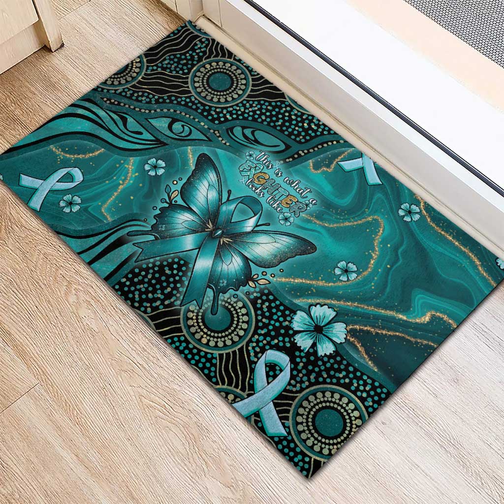 Ovarian Cancer Awareness Rubber Doormat This Is What A Fighter Looks Like