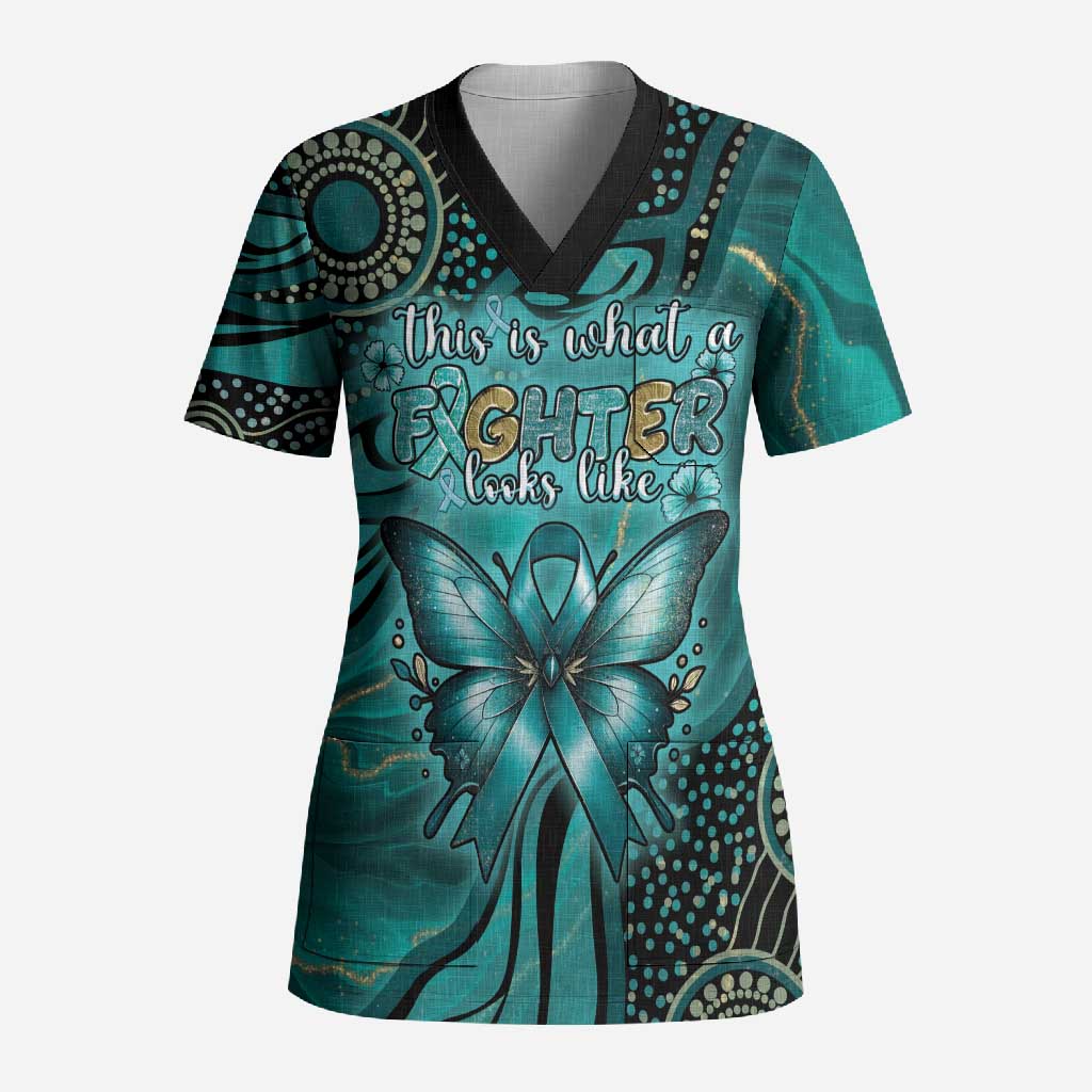 Personalised Ovarian Cancer Awareness Scrub Top This Is What A Fighter Looks Like
