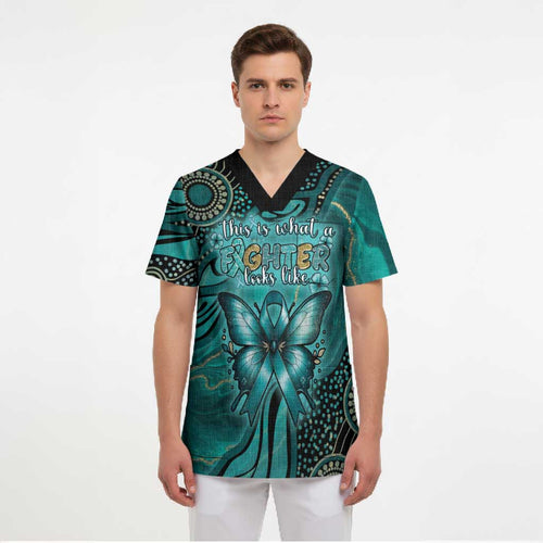 Personalised Ovarian Cancer Awareness Scrub Top This Is What A Fighter Looks Like