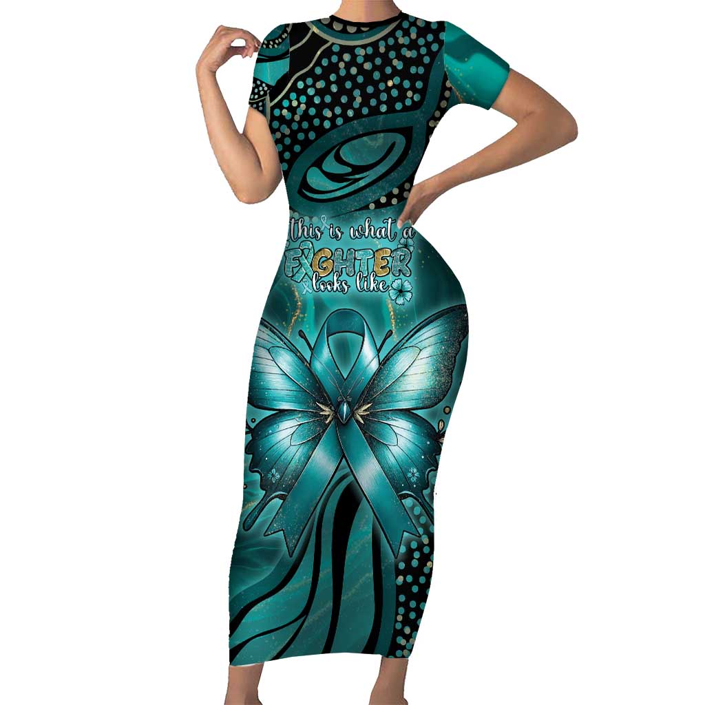 Personalised Ovarian Cancer Awareness Short Sleeve Bodycon Dress This Is What A Fighter Looks Like