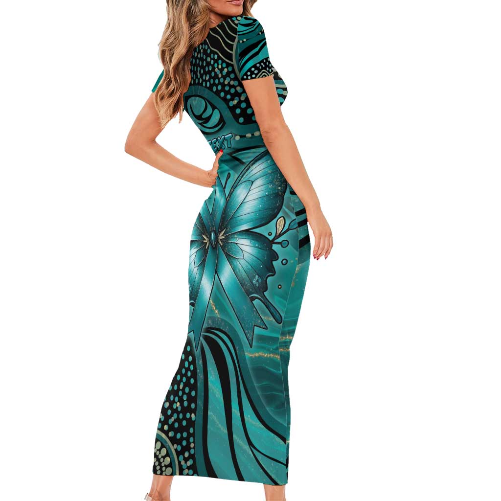 Personalised Ovarian Cancer Awareness Short Sleeve Bodycon Dress This Is What A Fighter Looks Like