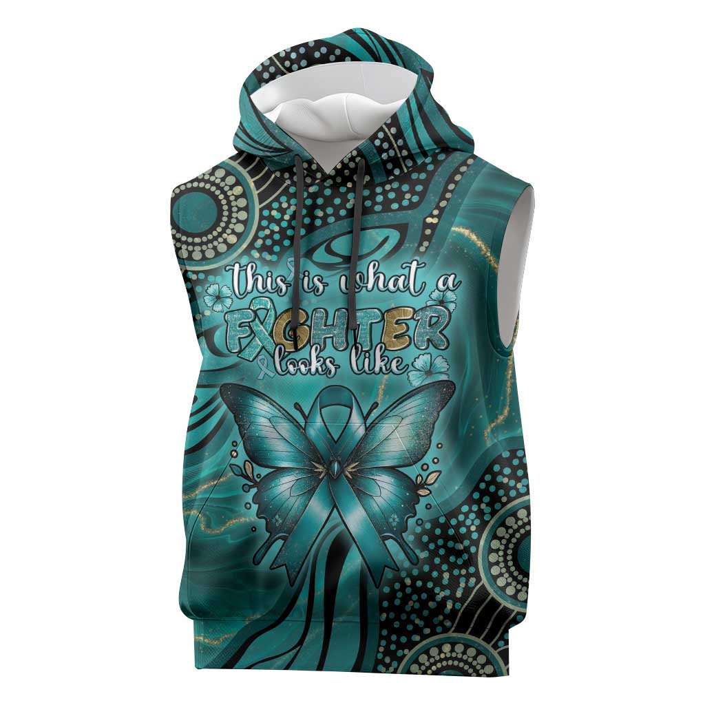 Personalised Ovarian Cancer Awareness Sleeveless Hoodie This Is What A Fighter Looks Like