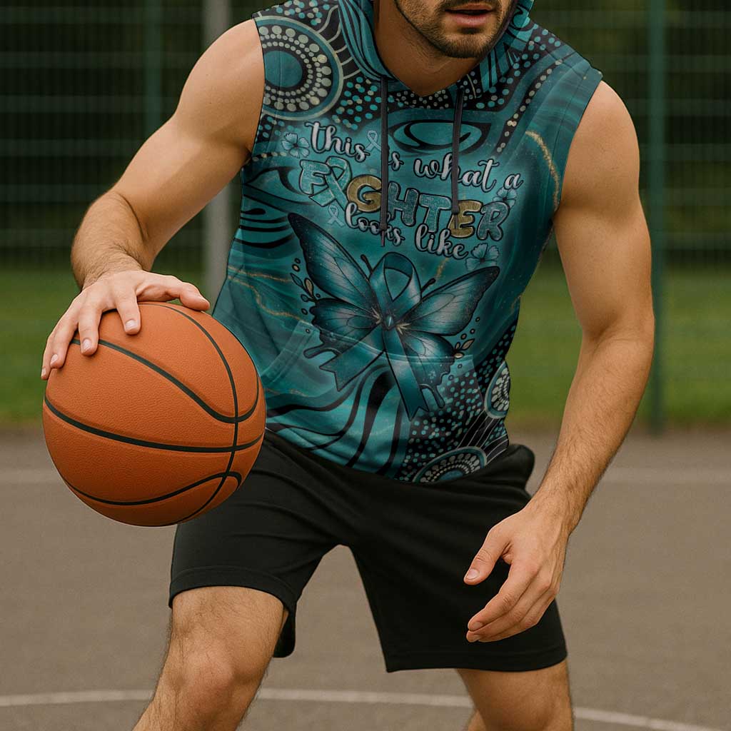 Personalised Ovarian Cancer Awareness Sleeveless Hoodie This Is What A Fighter Looks Like