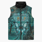 Personalised Ovarian Cancer Awareness Sleeveless Puffer Jacket This Is What A Fighter Looks Like