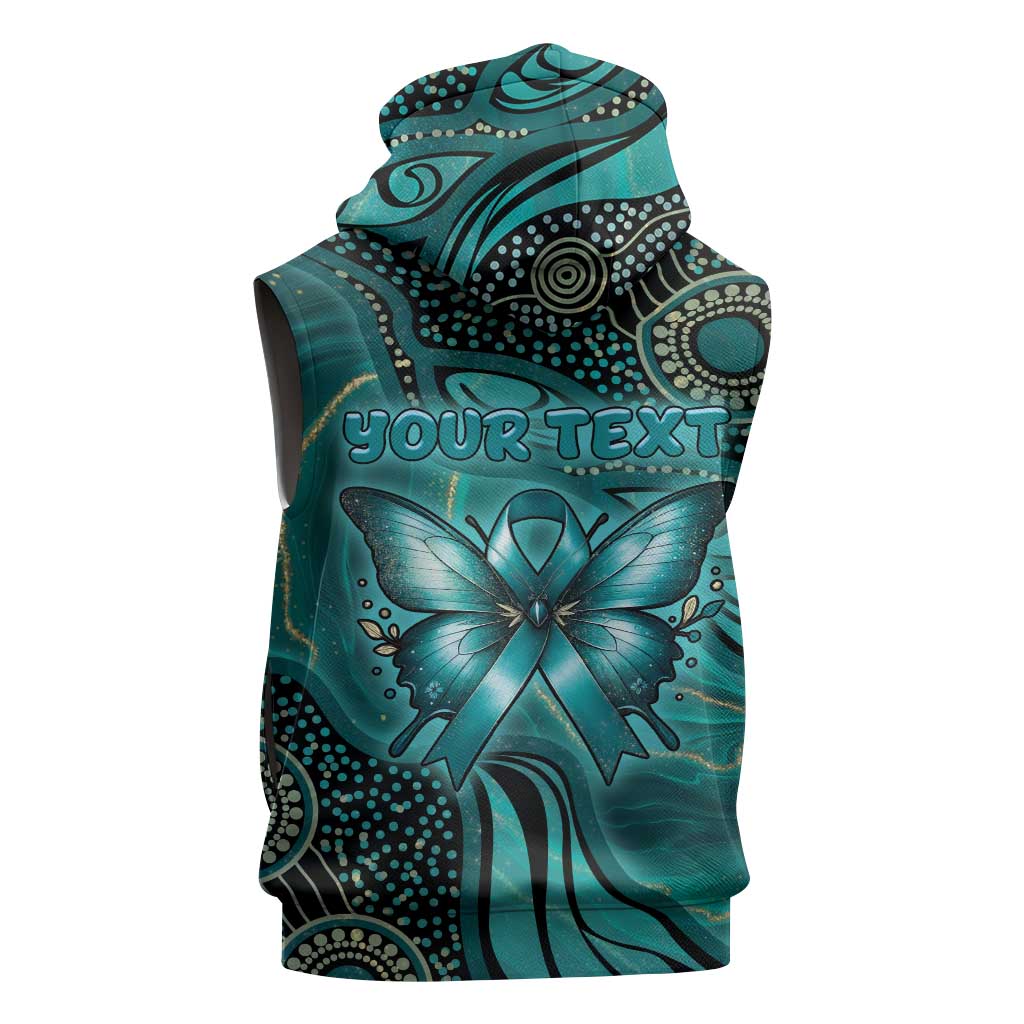 Personalised Ovarian Cancer Awareness Sleeveless Zip Hoodie This Is What A Fighter Looks Like
