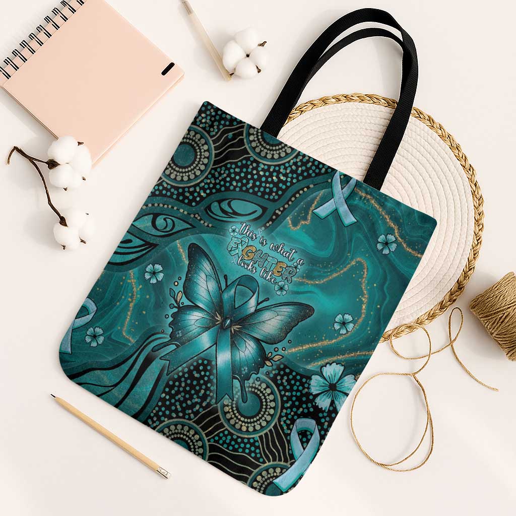 Ovarian Cancer Awareness Tote Bag This Is What A Fighter Looks Like
