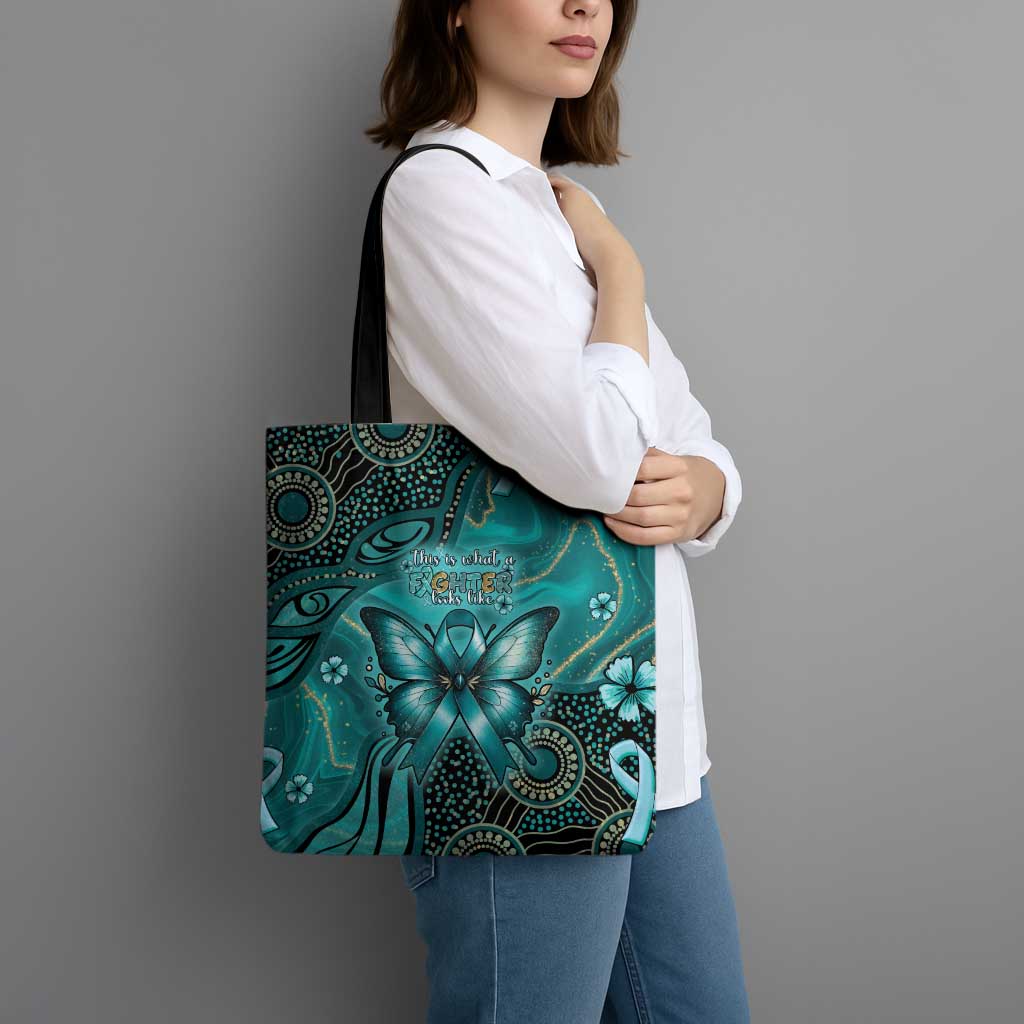 Ovarian Cancer Awareness Tote Bag This Is What A Fighter Looks Like