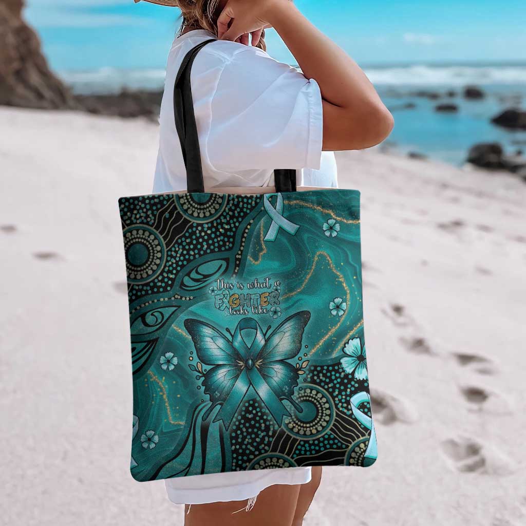 Ovarian Cancer Awareness Tote Bag This Is What A Fighter Looks Like